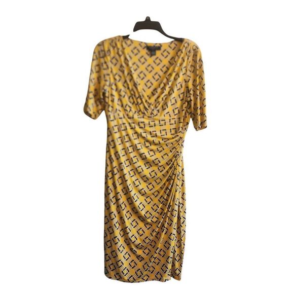 Ralph Lauren Lauren yellow link wrap style dress size 8 yellow and black - Picture 2 of 8